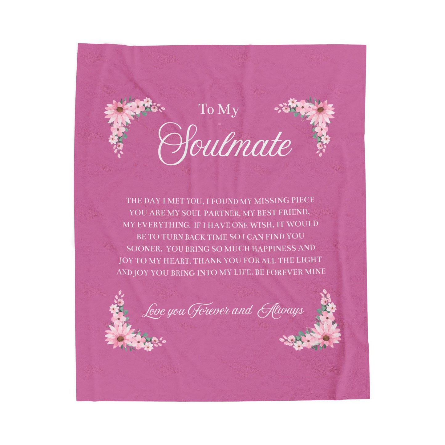 TO MY SOULMATE Velveteen Plush Blanket