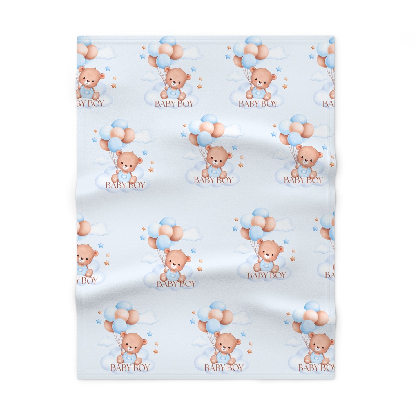 Cute Bear with Balloons Design for Newborns -Soft Fleece Baby Blanket