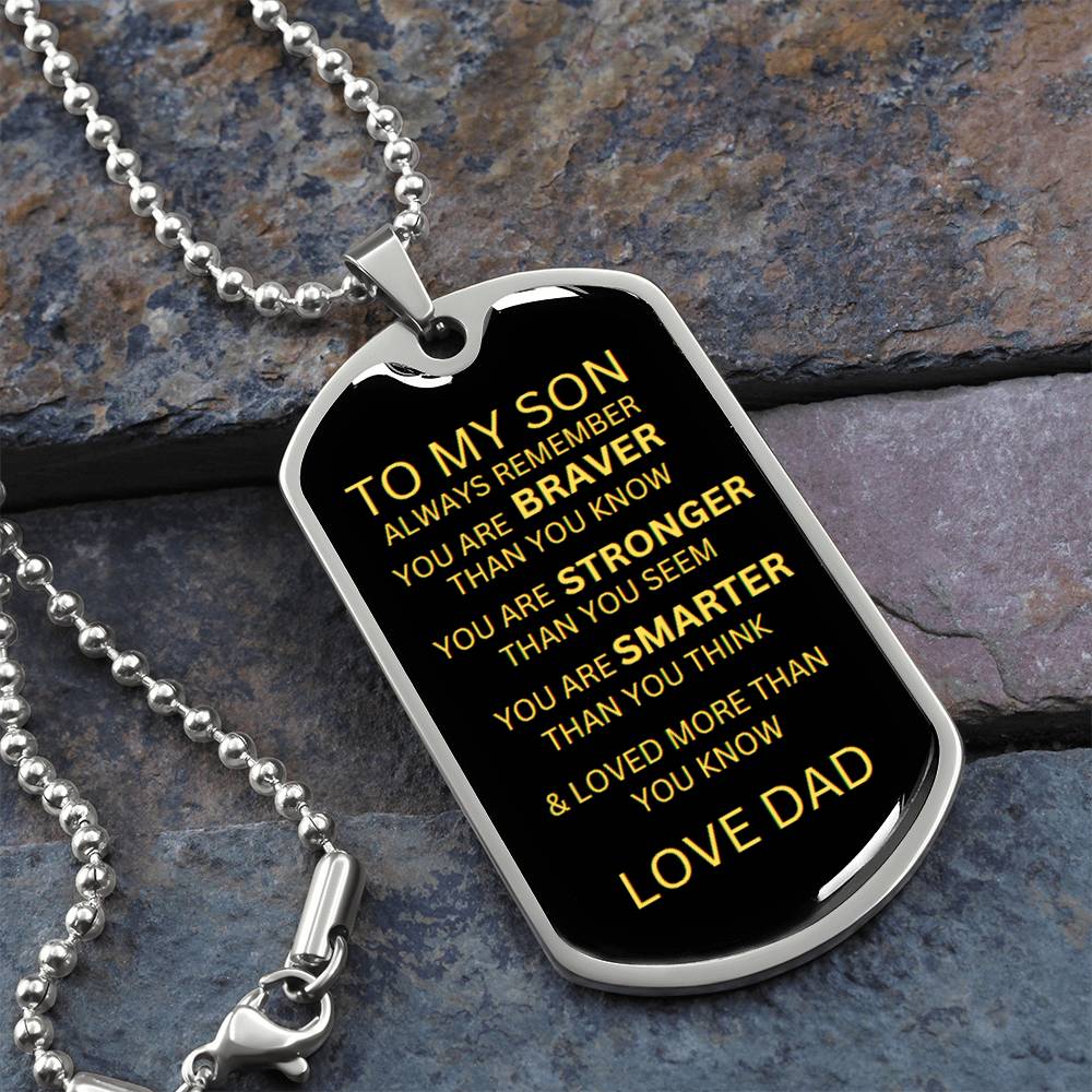 TO MY SON - DOG TAG NECKLACE, FROM DAD