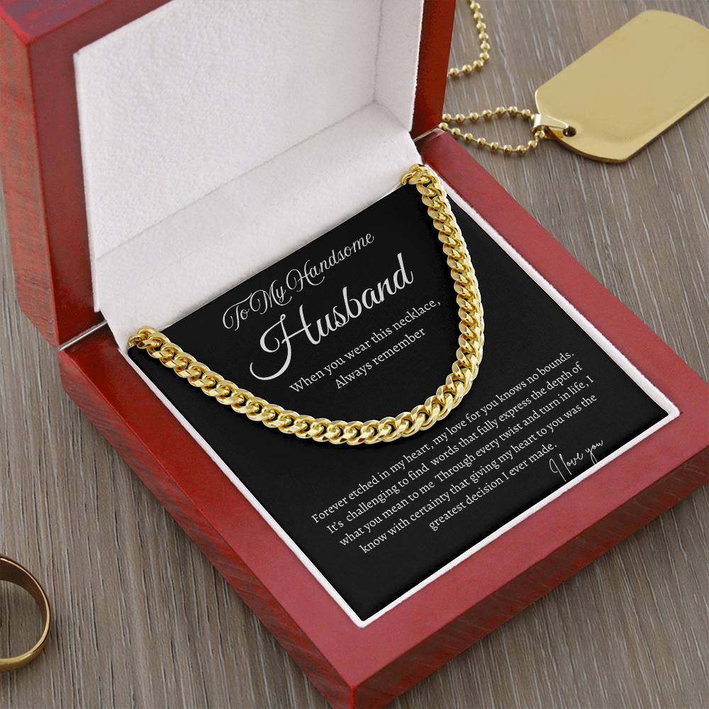TO MY HANDSOME HUSBAND - MEN CUBAN LINK CHAIN
