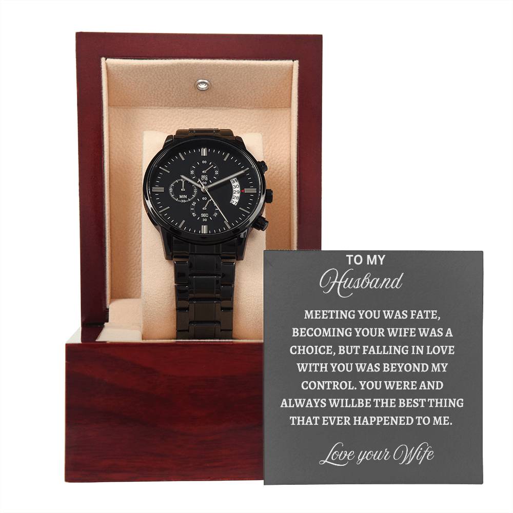 TO MY HUSBAND -BLACK CHRONOGRAPH WATCH