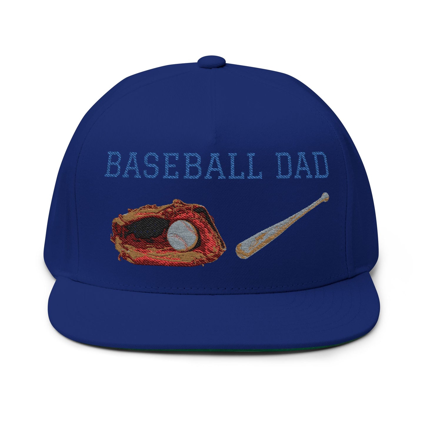 Baseball Dad Flat Bill Cap - Embroidered Cap for Sports Lovers