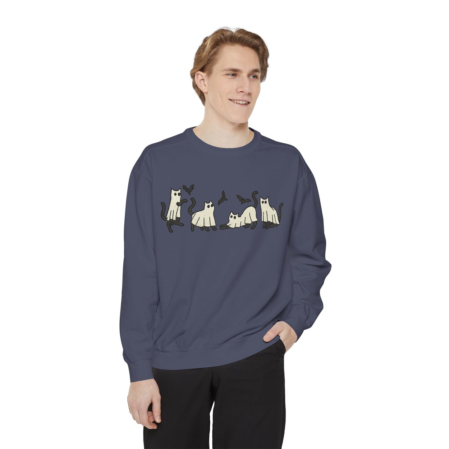 HALLOWEEN  GHOST CAT SWEATSHIRT Unisex Garment-Dyed Sweatshirt