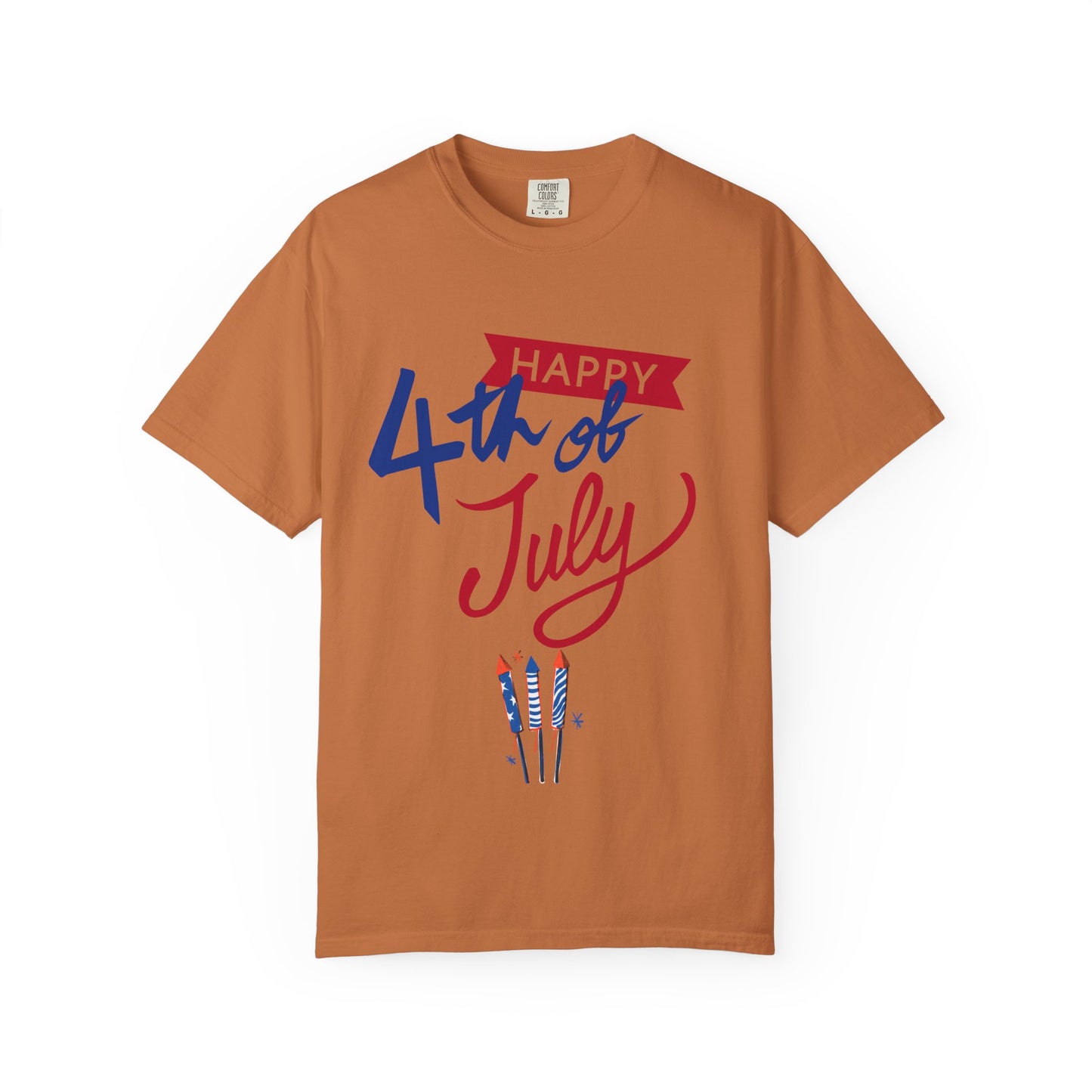 Happy 4th of July Unisex T-shirt, Patriotic Tee for Independence Day, Summer Celebration Shirt, Fireworks Design, Gift for Friends