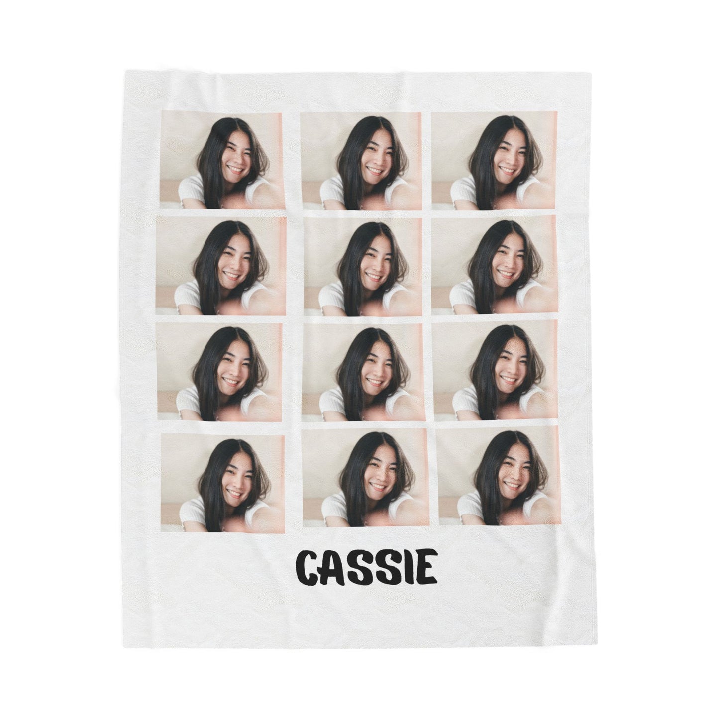 Personalized Velveteen Plush Blanket with Custom Photo & Name