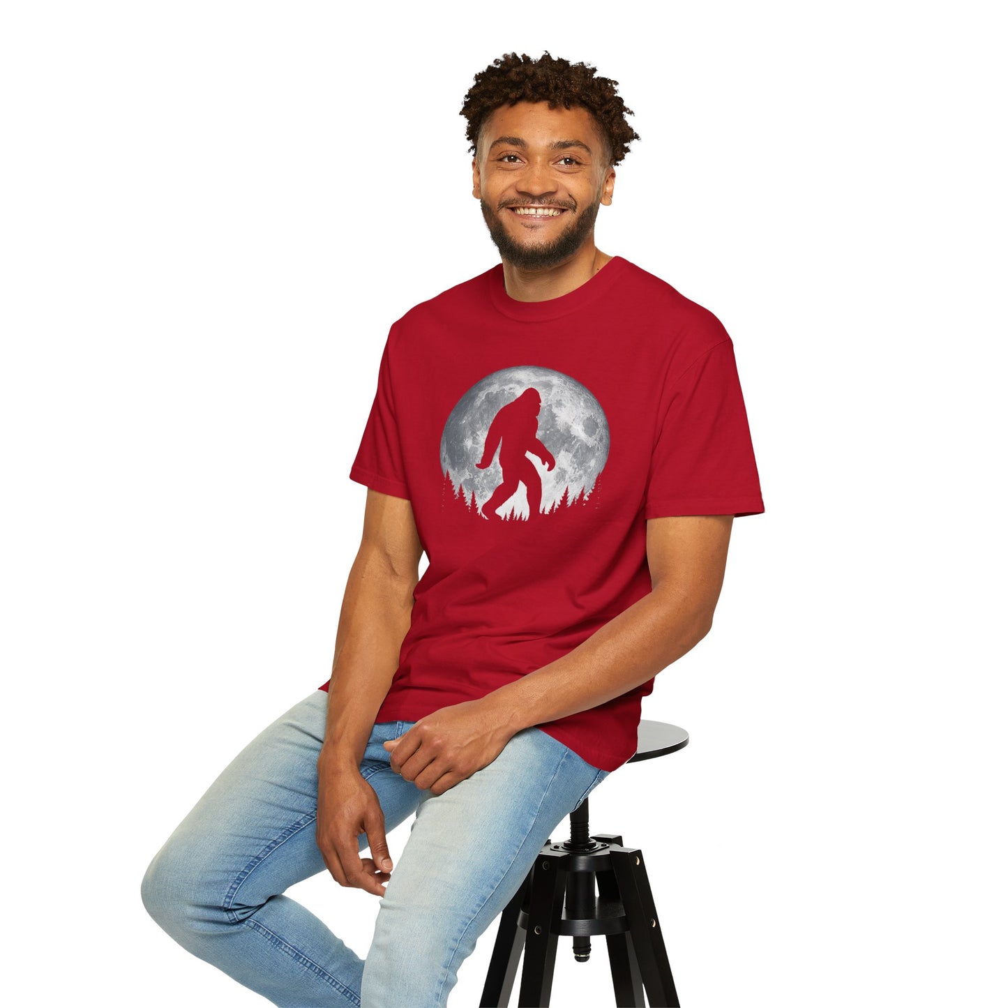 BIG FOOTNIGHT STROLL COLLEGE TSHIRT SASQUATCH  Cool Full Moon & Trees