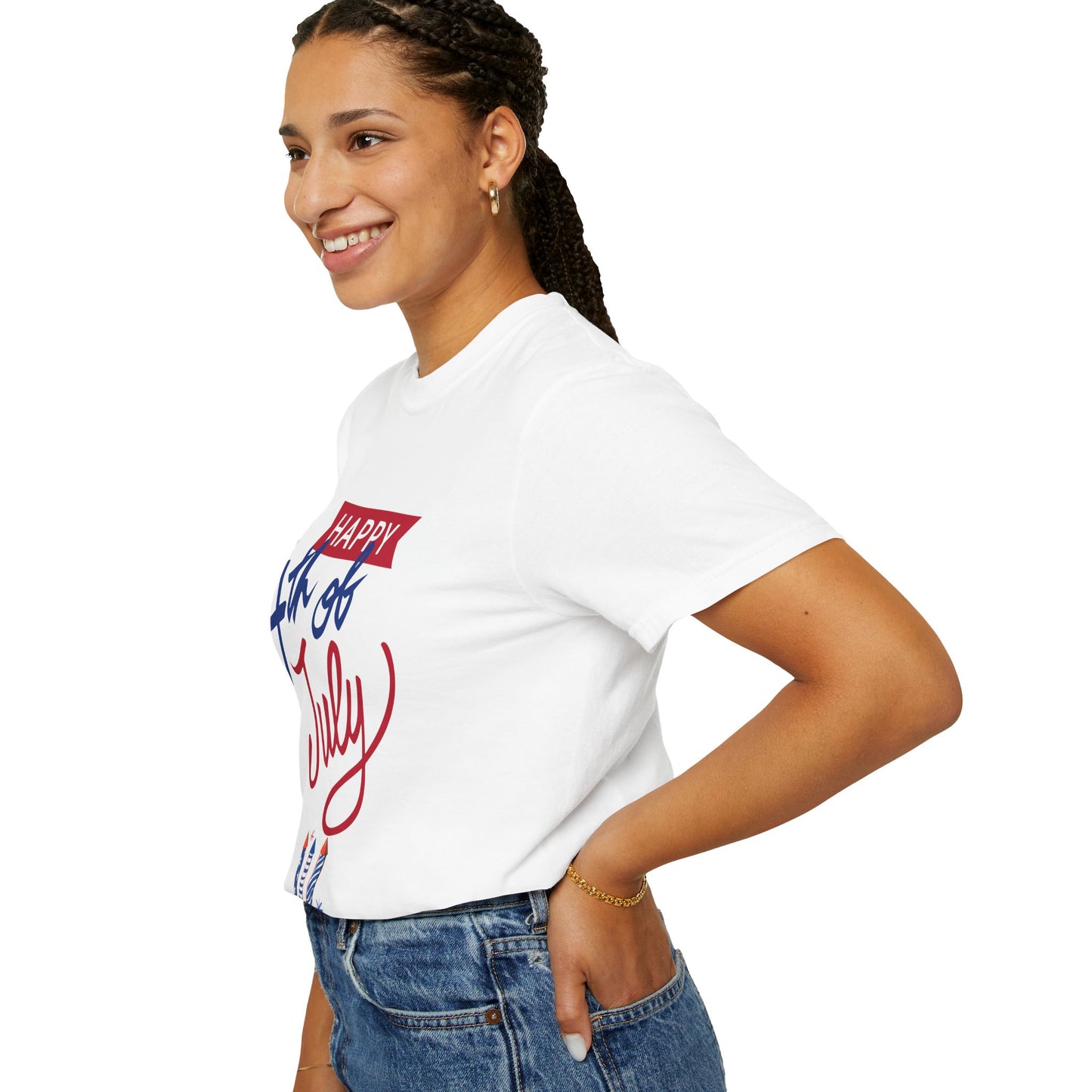 Happy 4th of July Unisex T-shirt, Patriotic Tee for Independence Day, Summer Celebration Shirt, Fireworks Design, Gift for Friends