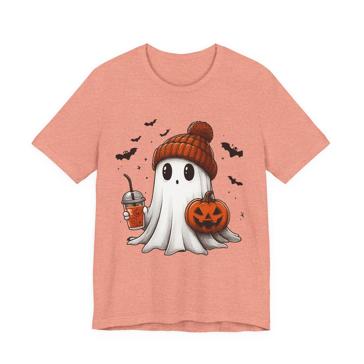 HALLOWEEN GHOST WITH A DRINK Unisex Jersey Short Sleeve Tee
