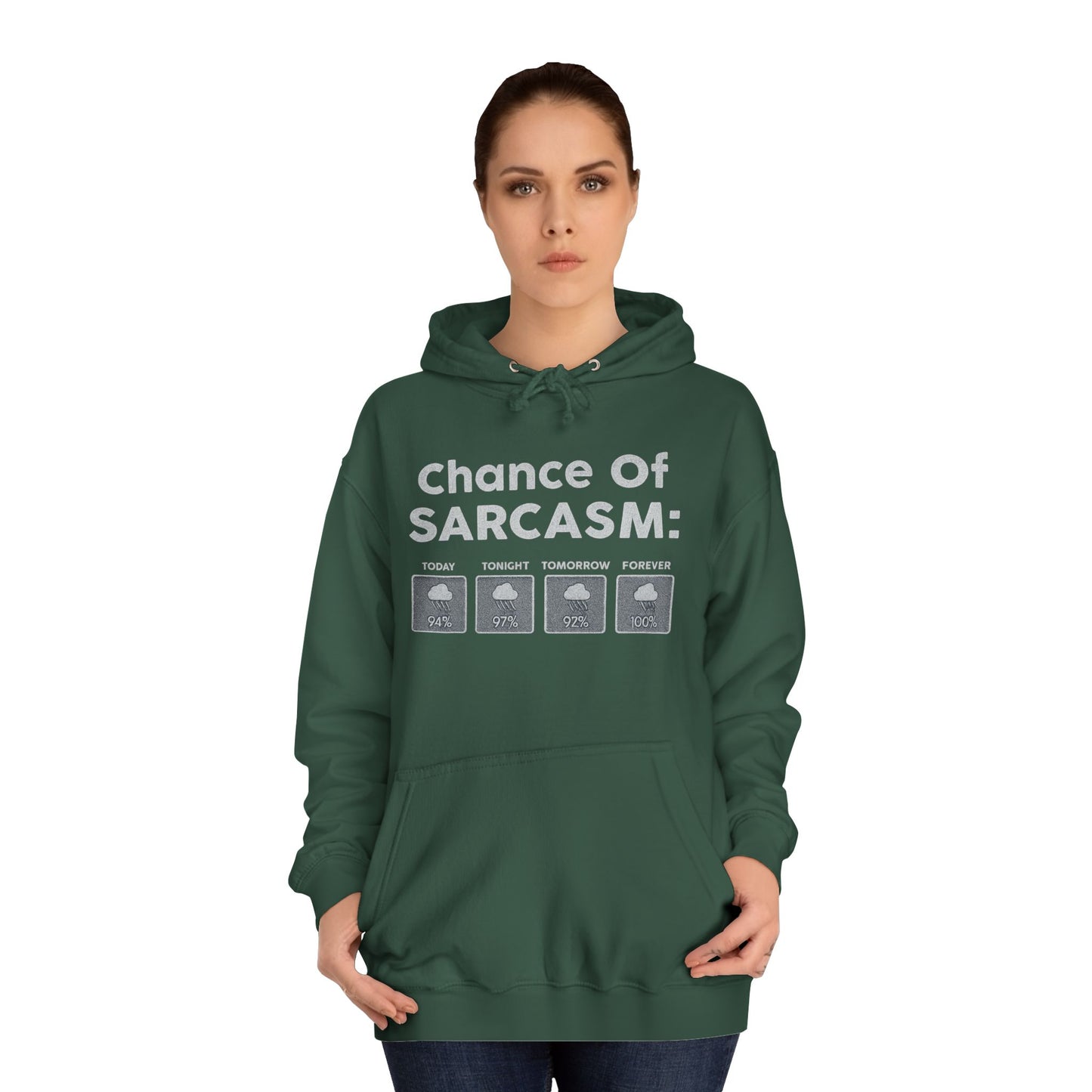 CHANCE OF SARCASM HOODIE Unisex College Hoodie, Funny Hoodie, Gift for Students, Casual Wear, Sarcastic Apparel, College Life Hoodie