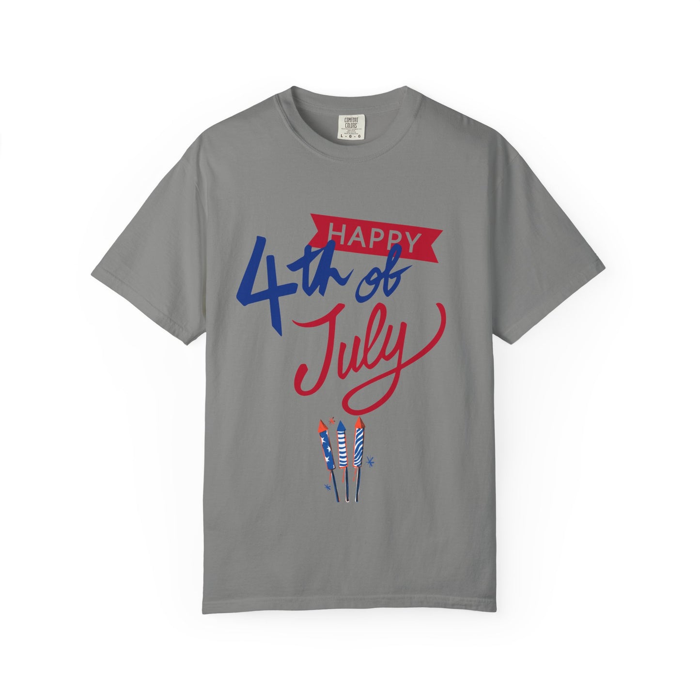 Happy 4th of July Unisex T-shirt, Patriotic Tee for Independence Day, Summer Celebration Shirt, Fireworks Design, Gift for Friends