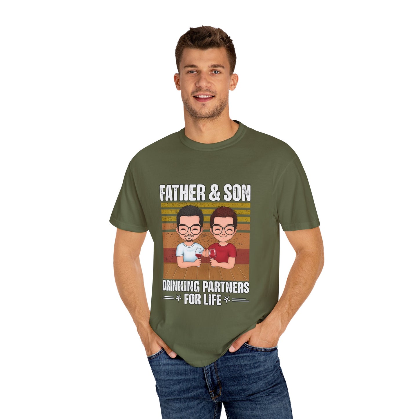 FATHER & SON DRINKING T SHIRT Unisex Garment-Dyed T-shirt