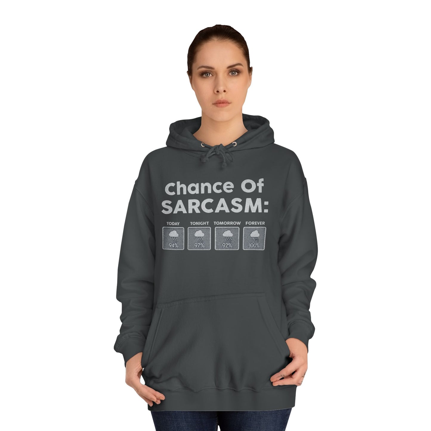 CHANCE OF SARCASM HOODIE Unisex College Hoodie, Funny Hoodie, Gift for Students, Casual Wear, Sarcastic Apparel, College Life Hoodie
