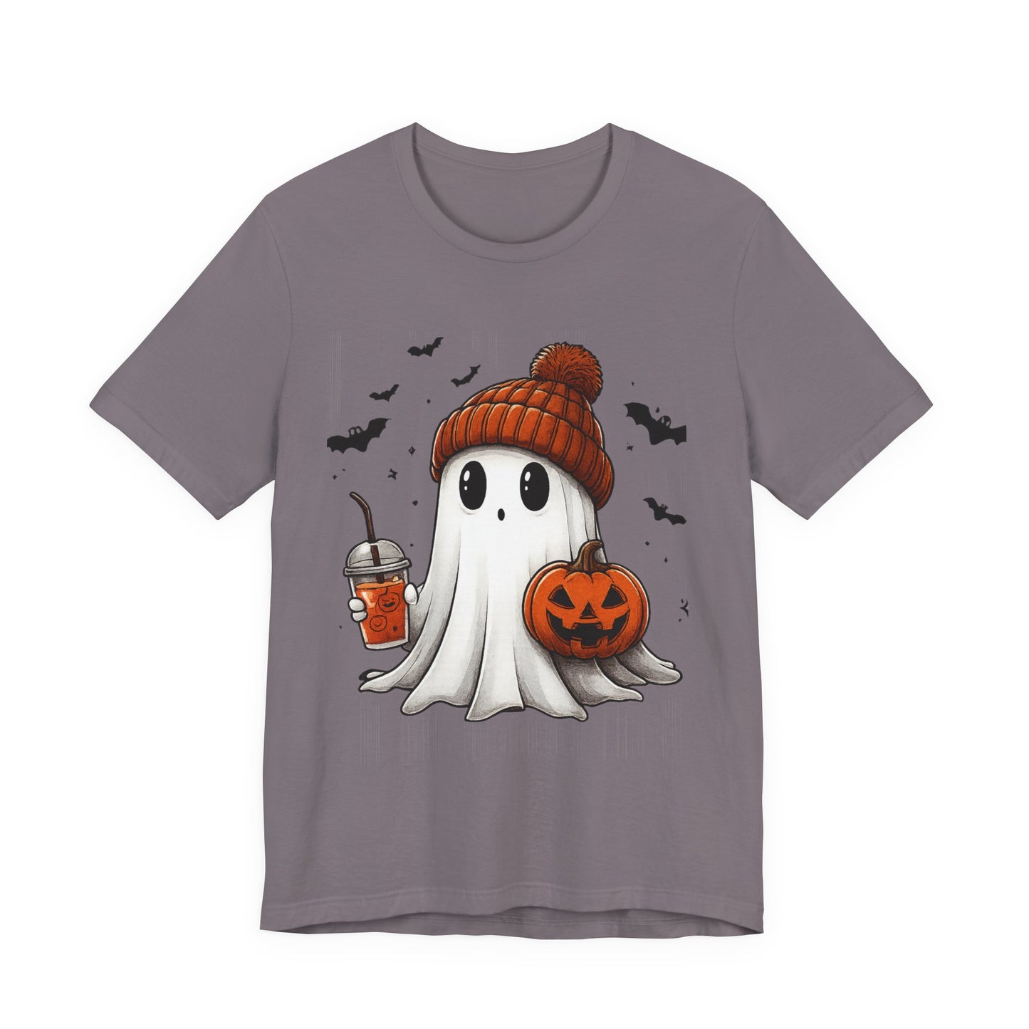 HALLOWEEN GHOST WITH A DRINK Unisex Jersey Short Sleeve Tee