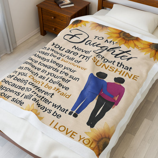 MOM TO DAUGHTER BLANKET Velveteen Plush Blanket