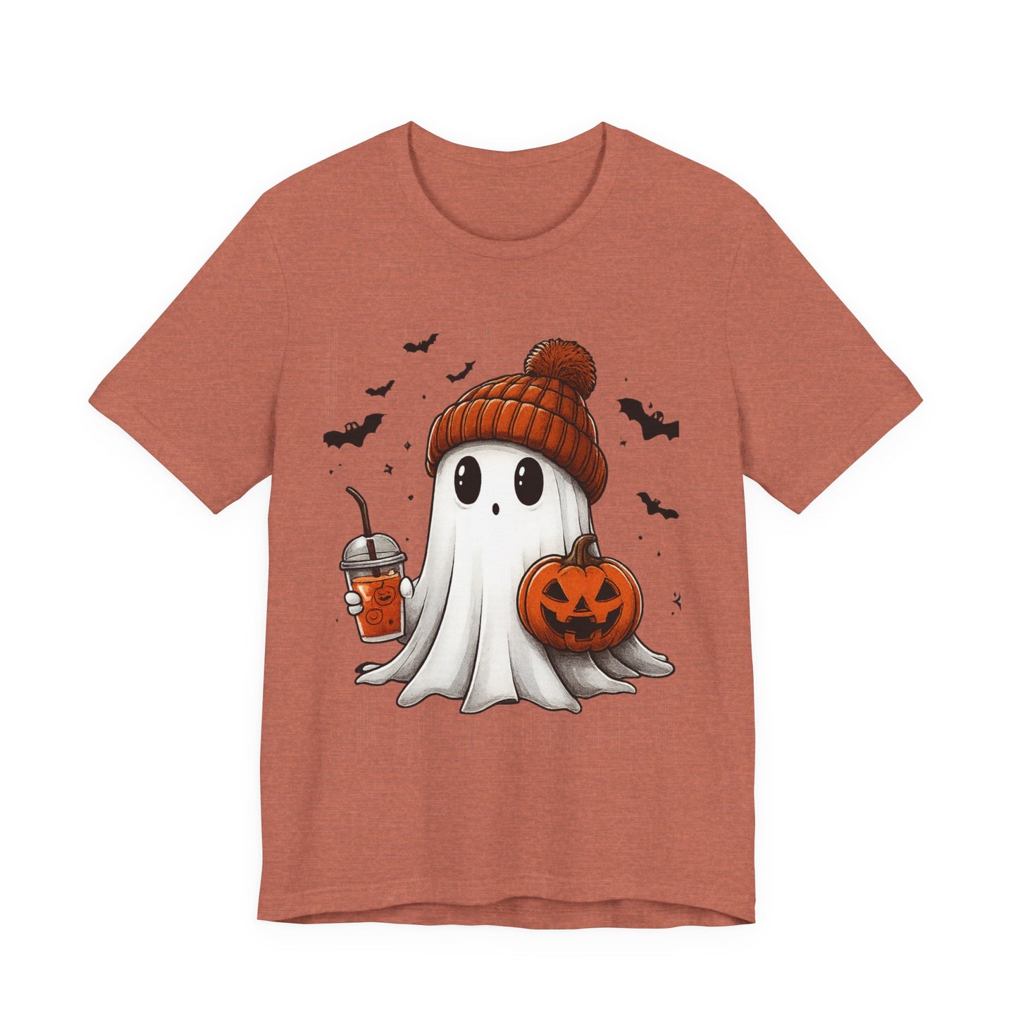 HALLOWEEN GHOST WITH A DRINK Unisex Jersey Short Sleeve Tee