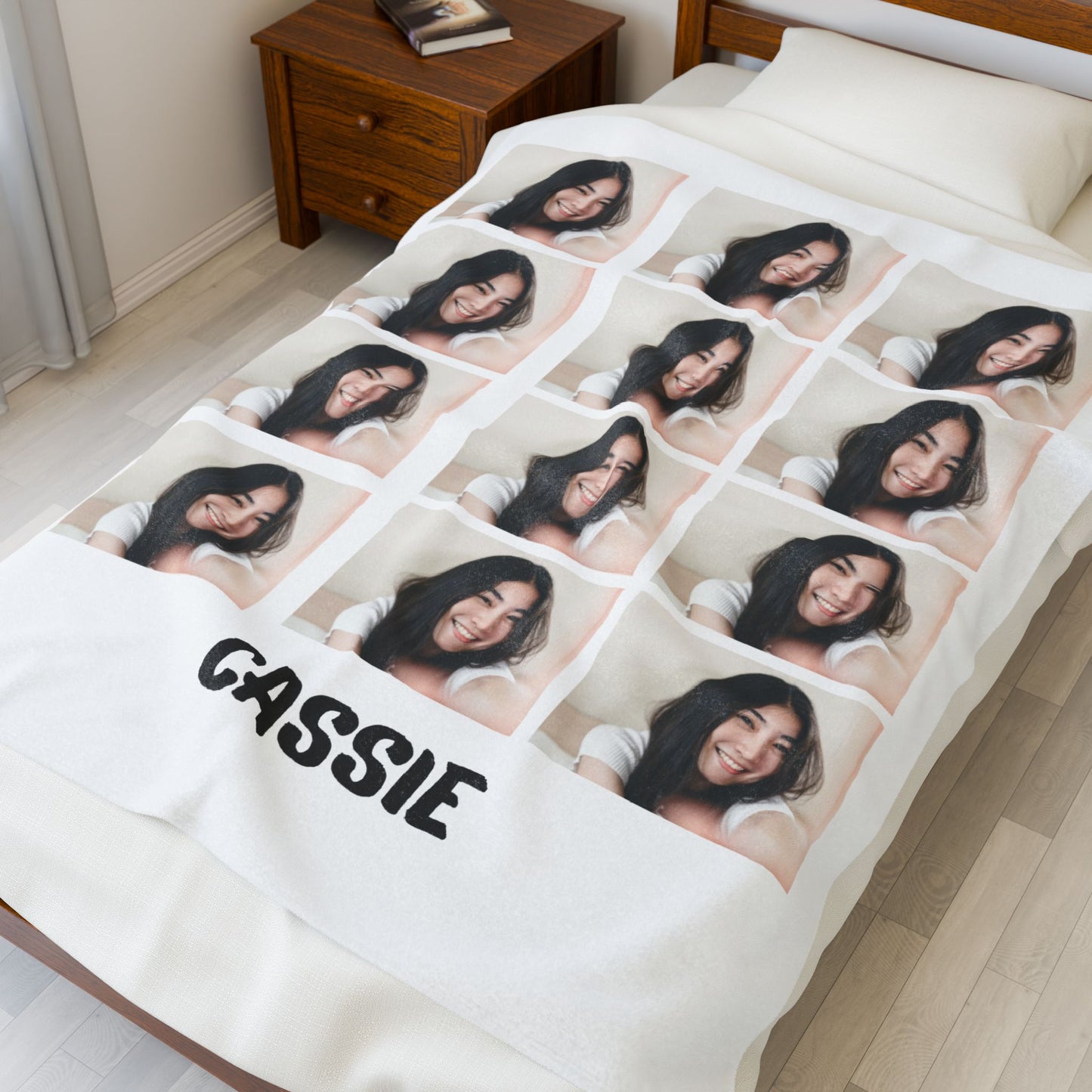 Personalized Velveteen Plush Blanket with Custom Photo & Name