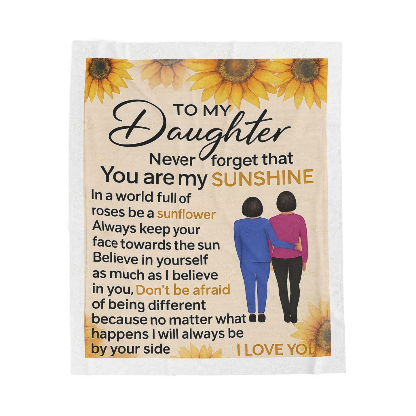 MOM TO DAUGHTER BLANKET Velveteen Plush Blanket