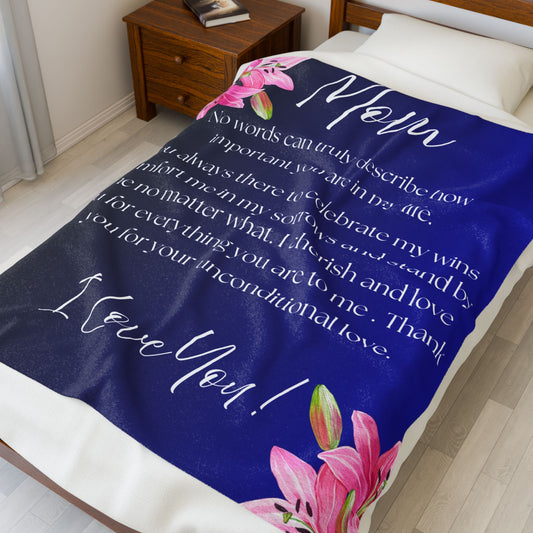 TO MY MOM INSPIRATIONAL  Velveteen Plush Blanket - Perfect Gift for Mother's Day and Special Occasions