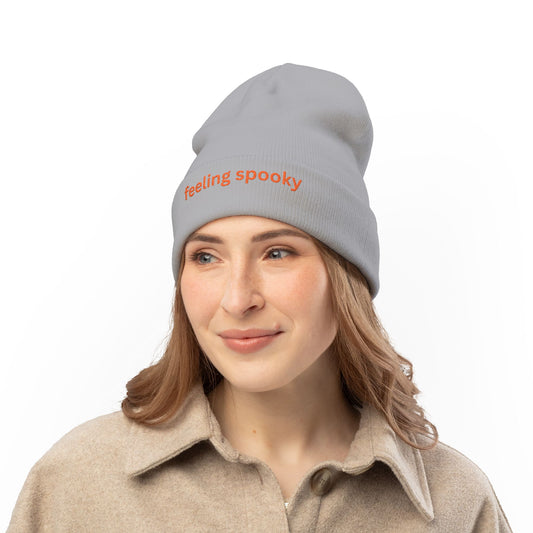 HALLOWEEN AUTUM EMBROIDERED, KNIT BEANIE Cozy Winter Hat, Halloween Accessory, Casual Fashion, Gift for Her