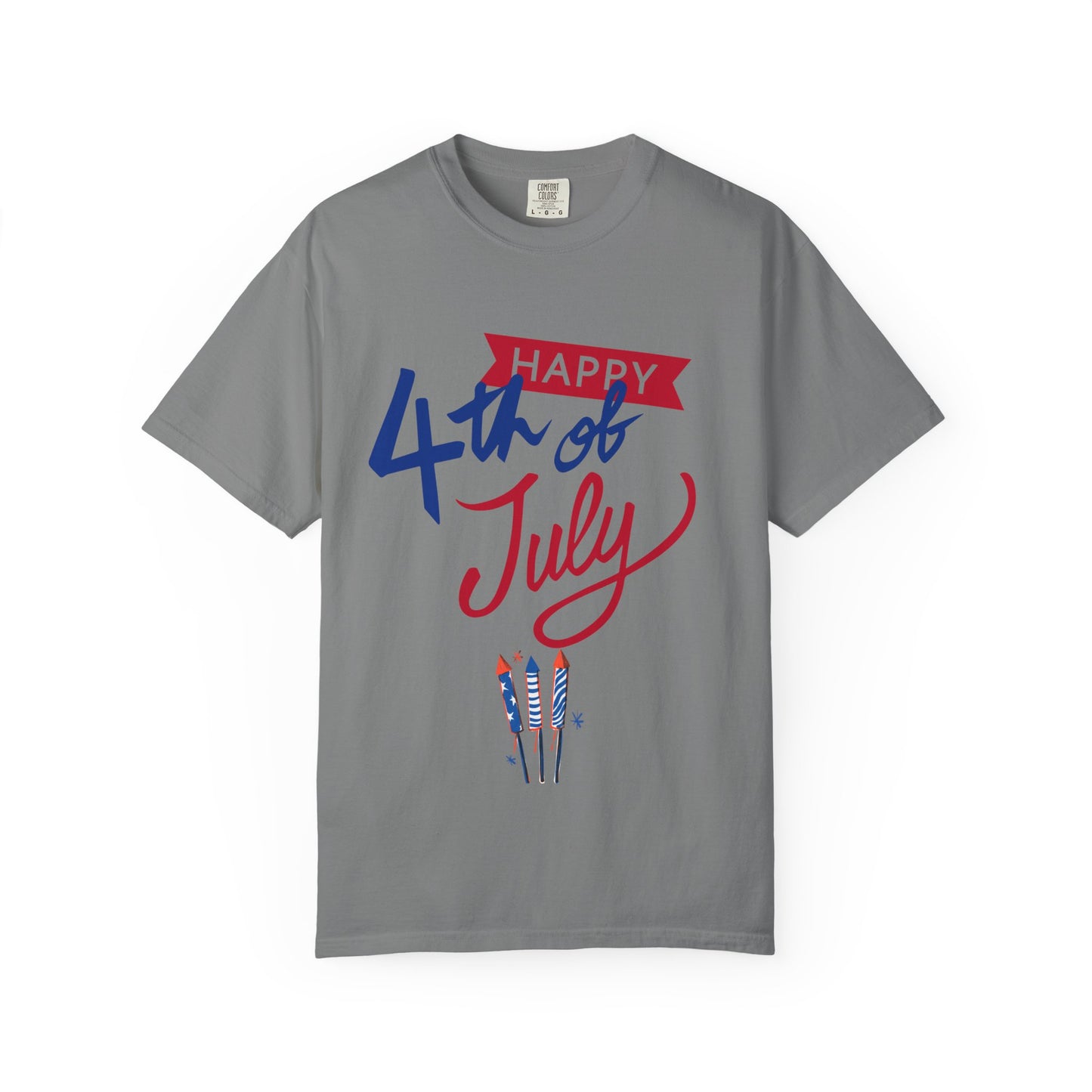 Happy 4th of July Unisex T-shirt, Patriotic Tee for Independence Day, Summer Celebration Shirt, Fireworks Design, Gift for Friends
