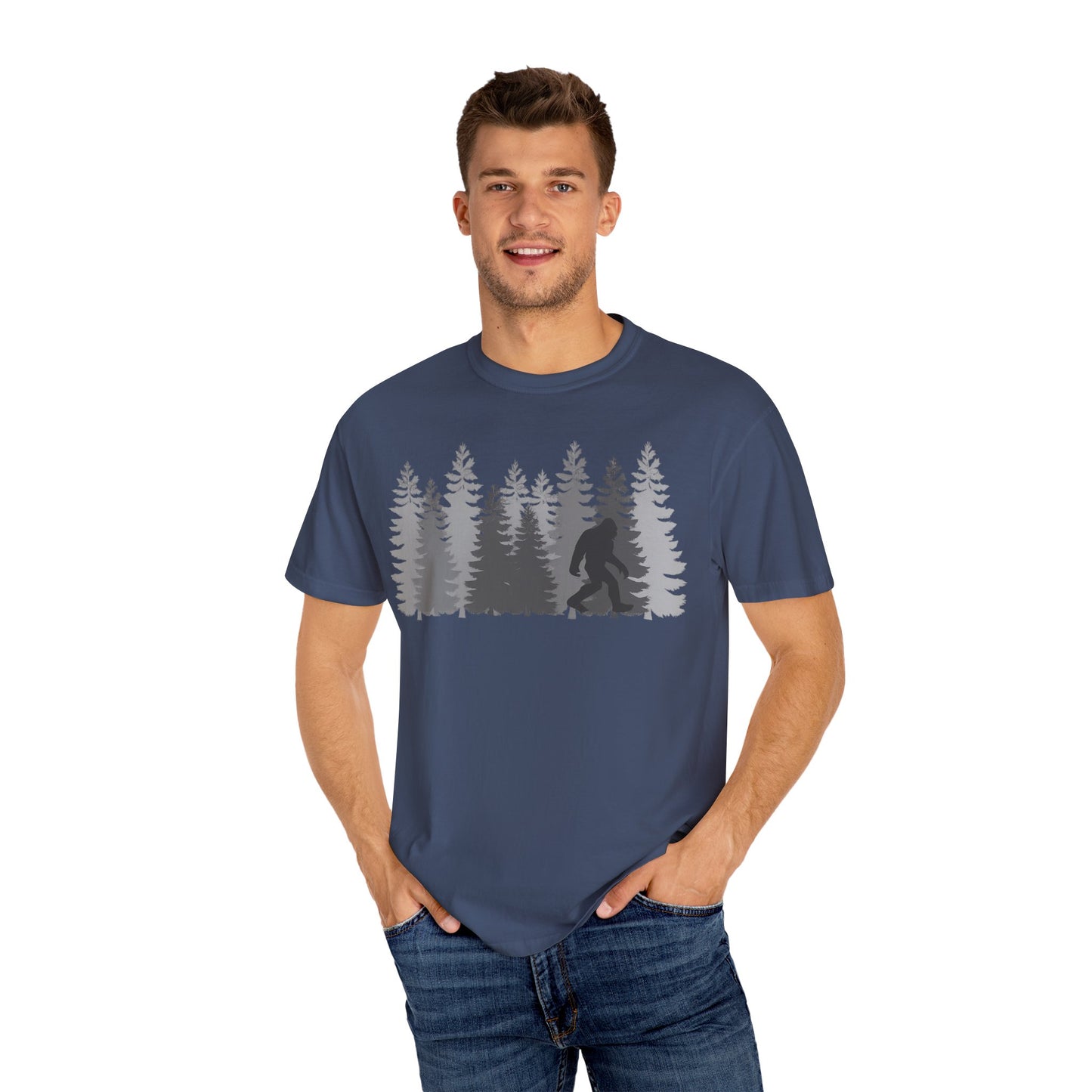 BIGFOOT COLLEGE MEN FOREST  TSHIRT, Casual Tee, Outdoor Apparel, Wilderness Shirt, Adventure Gift, Unisex Graphic Tee