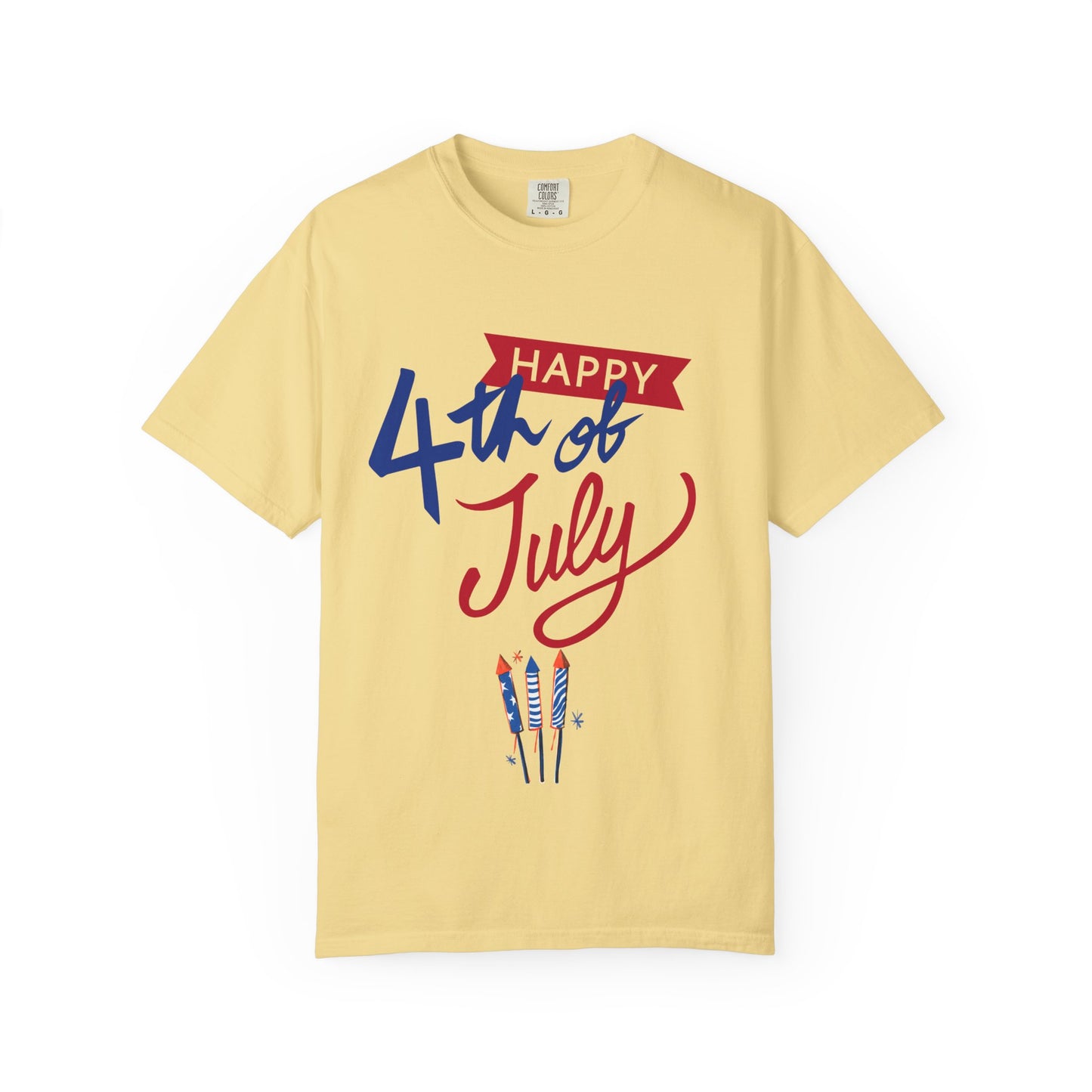 Happy 4th of July Unisex T-shirt, Patriotic Tee for Independence Day, Summer Celebration Shirt, Fireworks Design, Gift for Friends