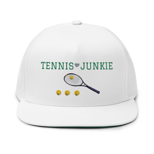 Embroidered Tennis Junkie Flat Bill Cap - Perfect Gift for Tennis Lovers