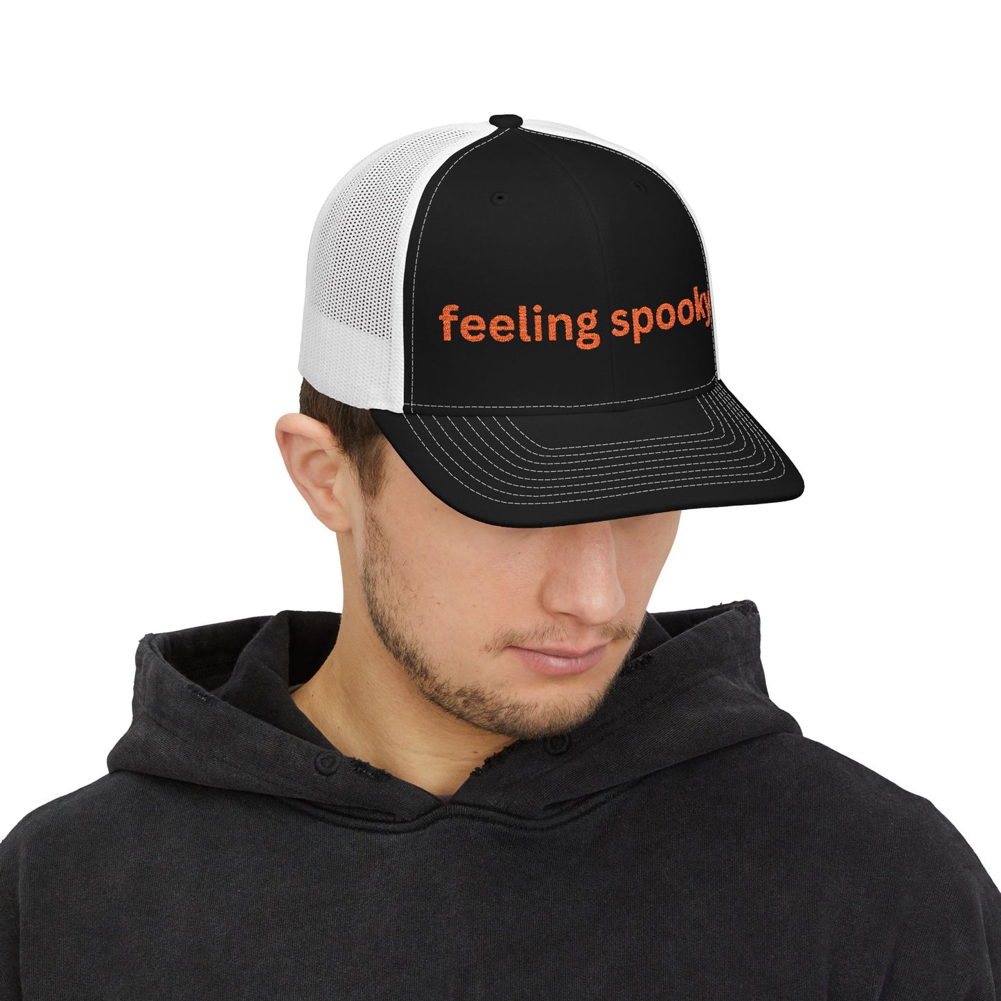 HALLOWEEN SPOOKY EMBROIDERED Snapback Trucker Cap, Fun Accessories, Unisex Headwear
