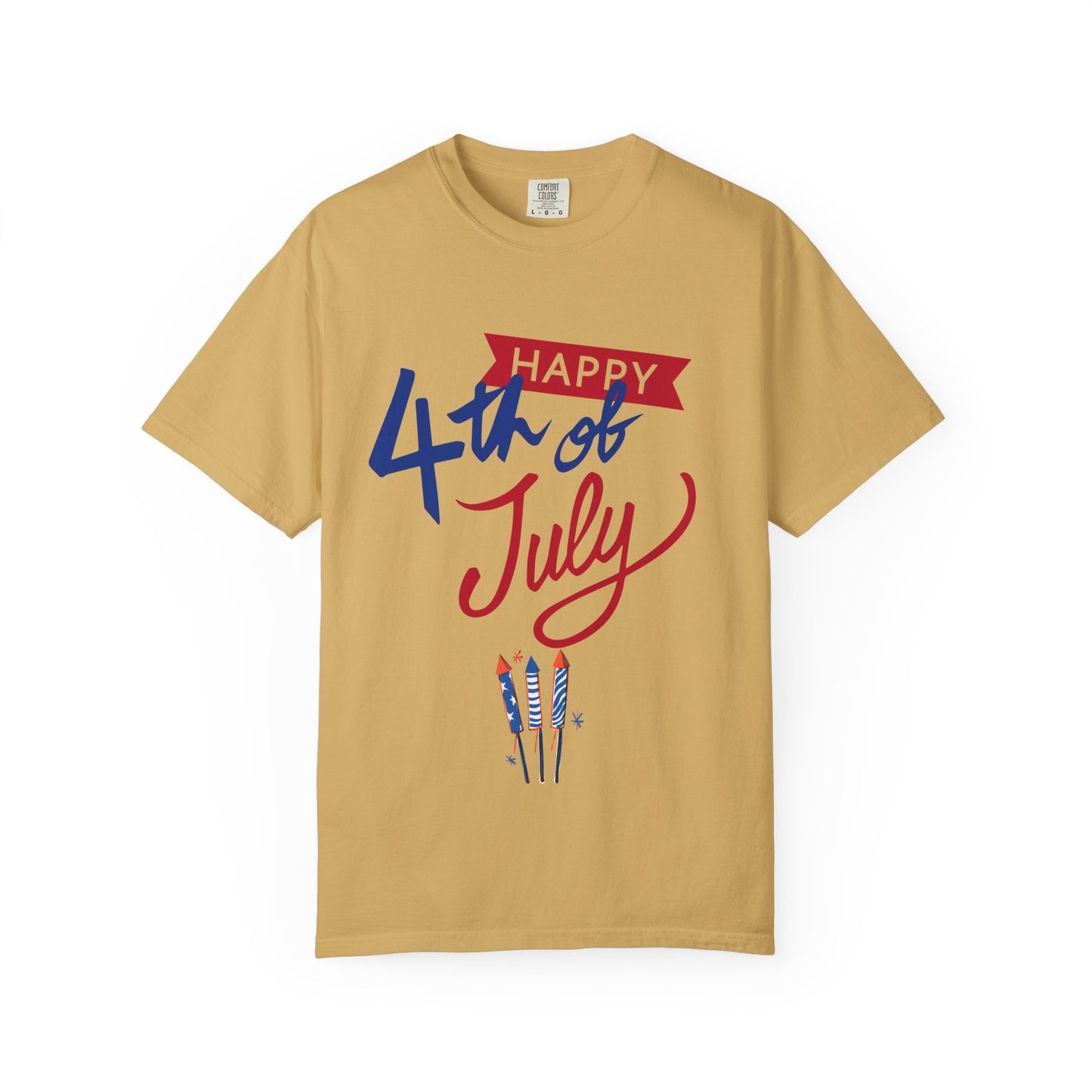 Happy 4th of July Unisex T-shirt, Patriotic Tee for Independence Day, Summer Celebration Shirt, Fireworks Design, Gift for Friends