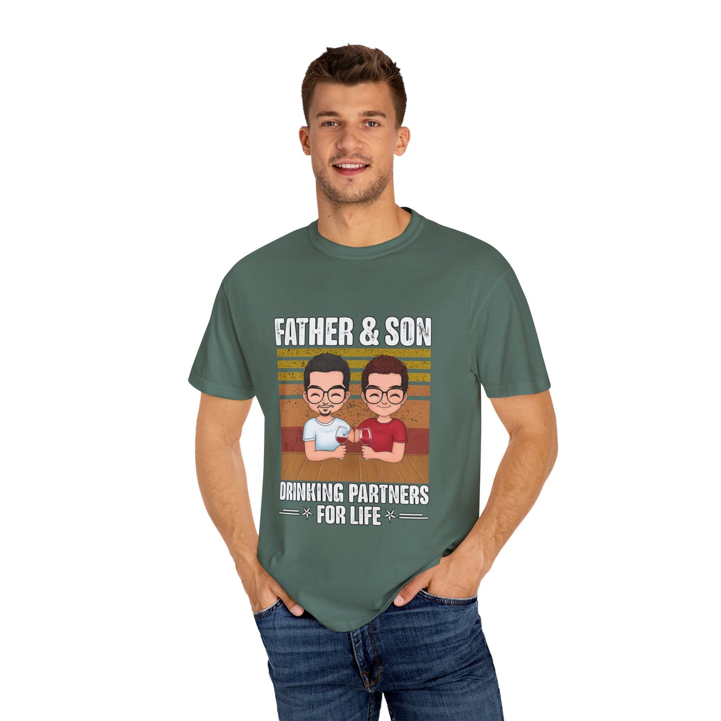 FATHER & SON DRINKING T SHIRT Unisex Garment-Dyed T-shirt