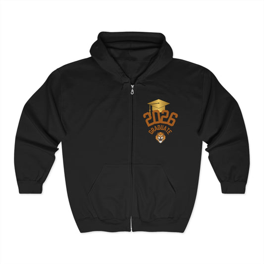 2026 FEARLESS HOODIE SWEATSHIRT, Unisex Hoodie, Graduation Gift, Comfy Zip-Up, Lion Design