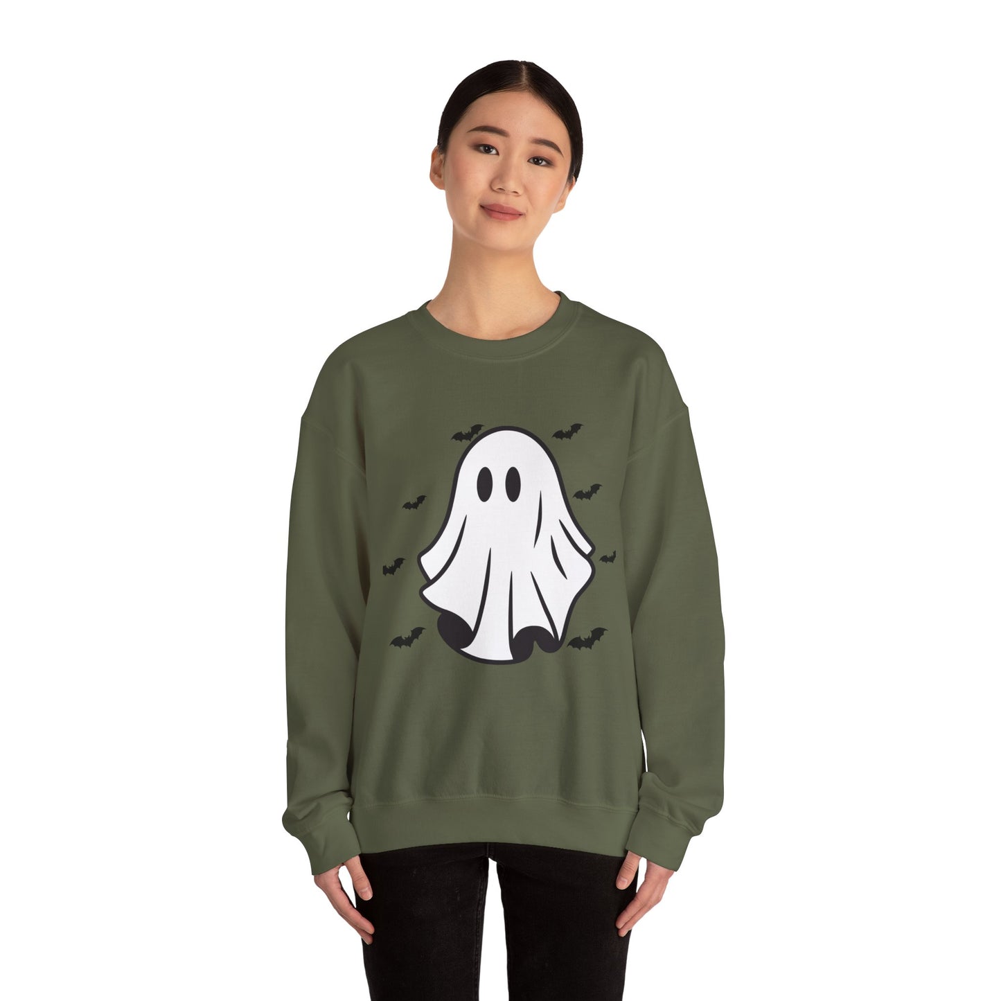 HALLOWEEN Spooky Ghost Crewneck Sweatshirt, Apparel, Cozy Unisex Sweatshirt, Trick or Treat, Fall Fashion, Ghost Lover Gift