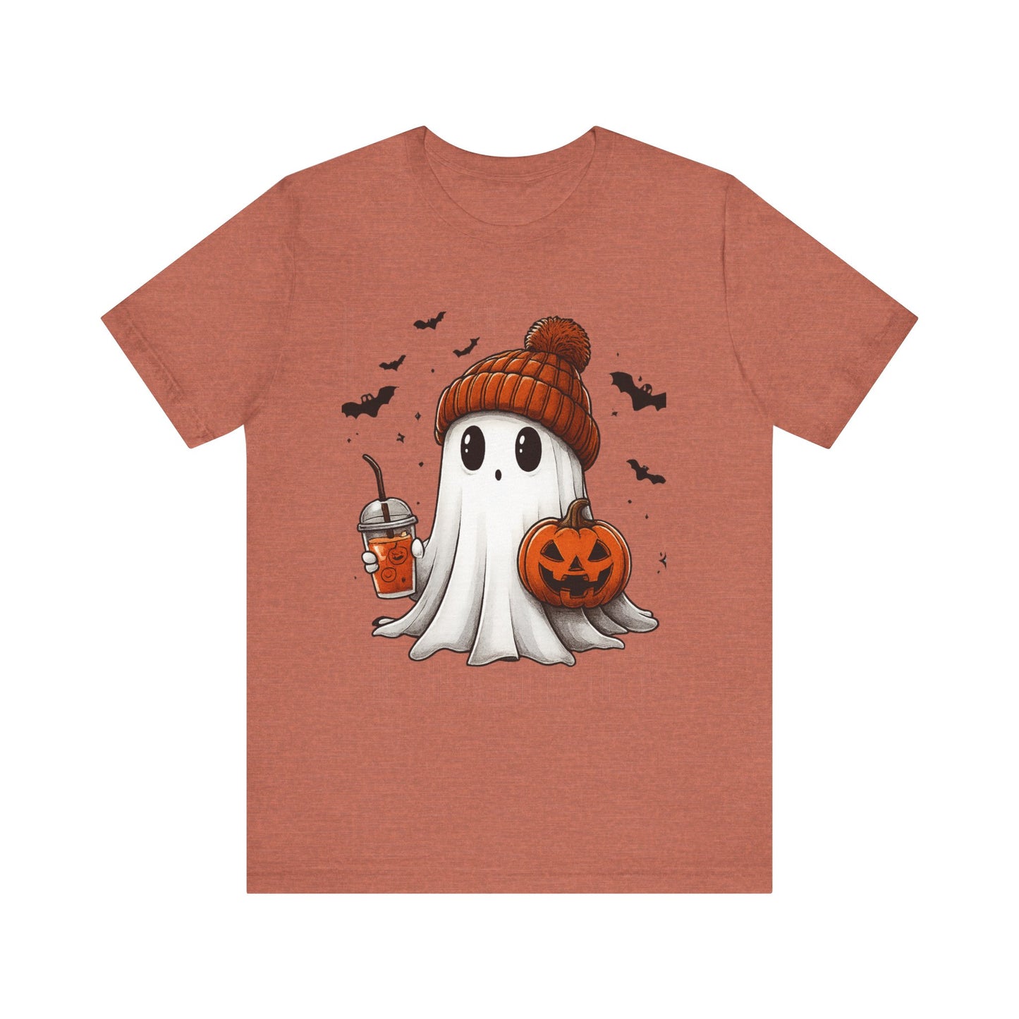 HALLOWEEN GHOST WITH A DRINK Unisex Jersey Short Sleeve Tee