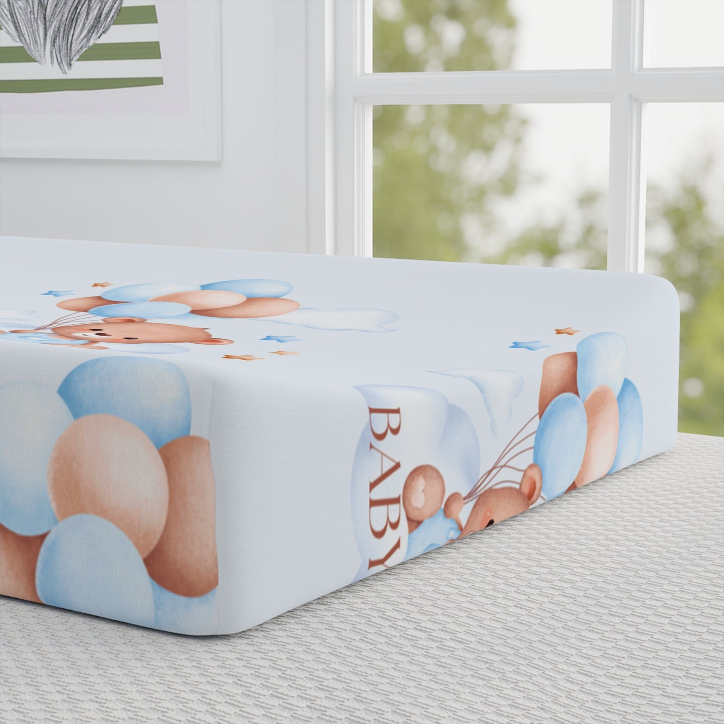 Cute Baby Changing Pad Cover - Baby Boy Balloon Design