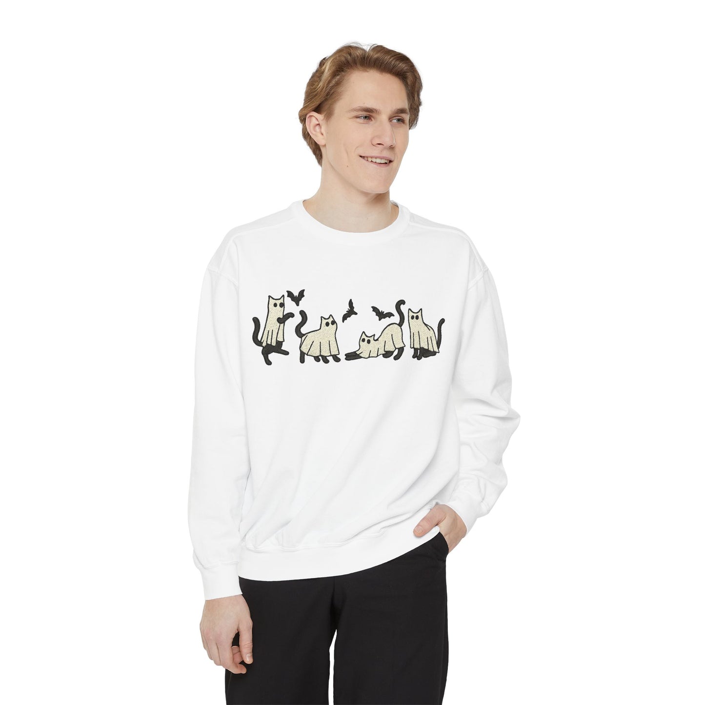 HALLOWEEN  GHOST CAT SWEATSHIRT Unisex Garment-Dyed Sweatshirt