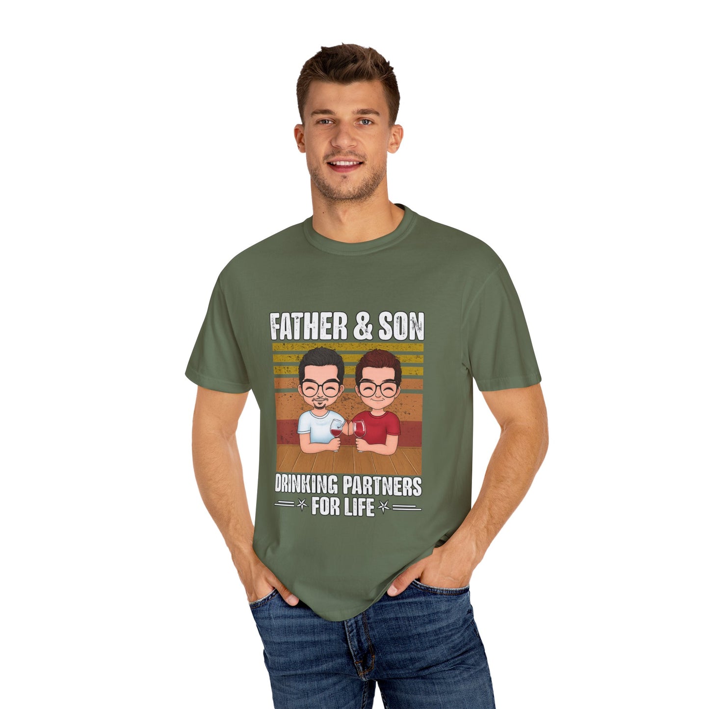 FATHER & SON DRINKING T SHIRT Unisex Garment-Dyed T-shirt