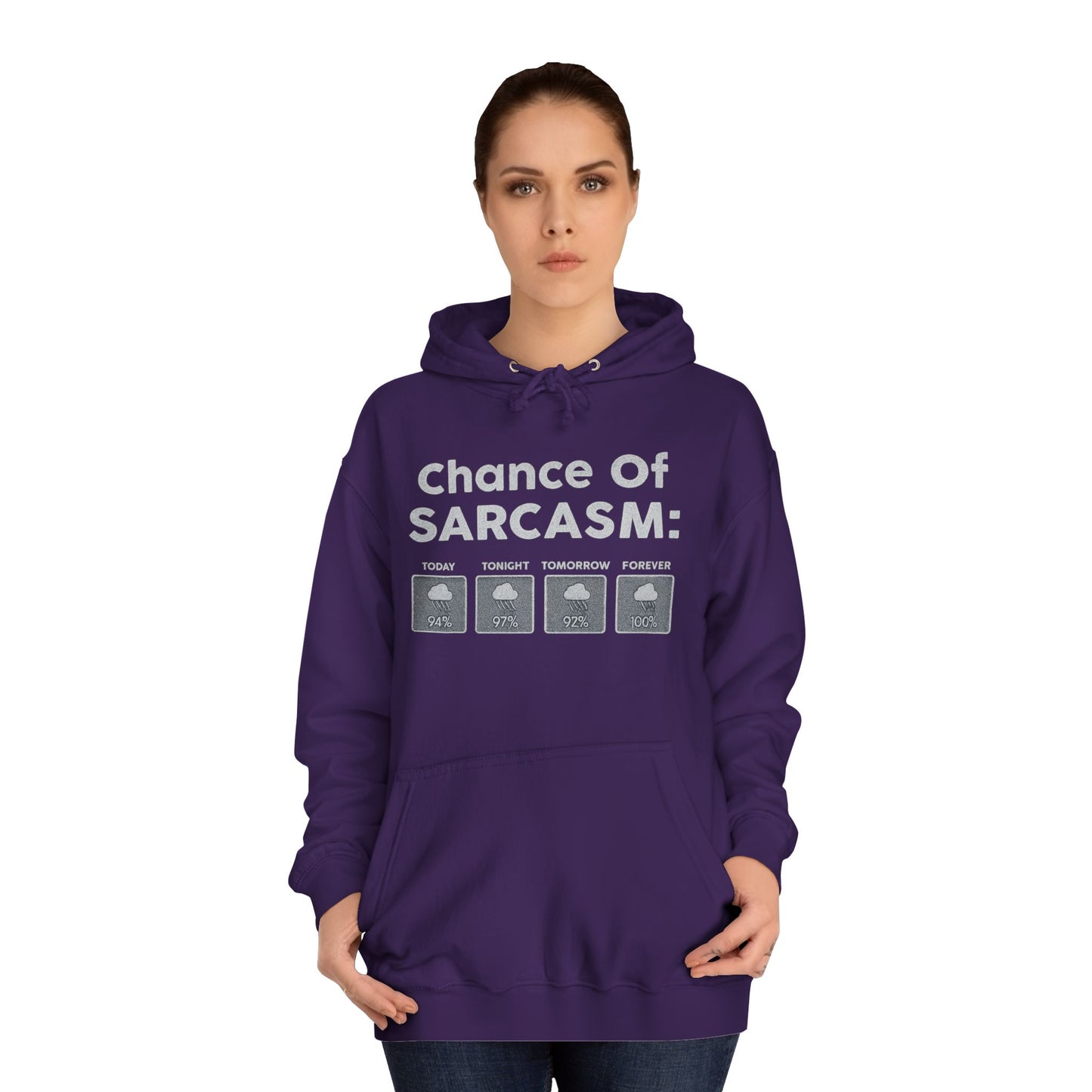CHANCE OF SARCASM HOODIE Unisex College Hoodie, Funny Hoodie, Gift for Students, Casual Wear, Sarcastic Apparel, College Life Hoodie