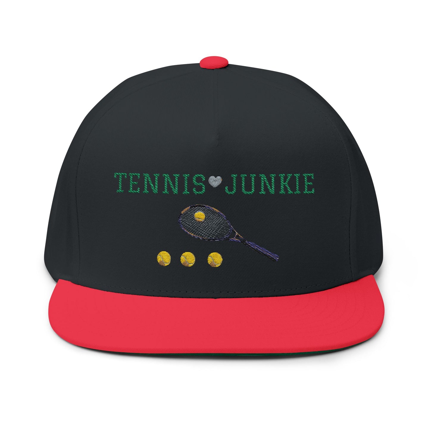Embroidered Tennis Junkie Flat Bill Cap - Perfect Gift for Tennis Lovers