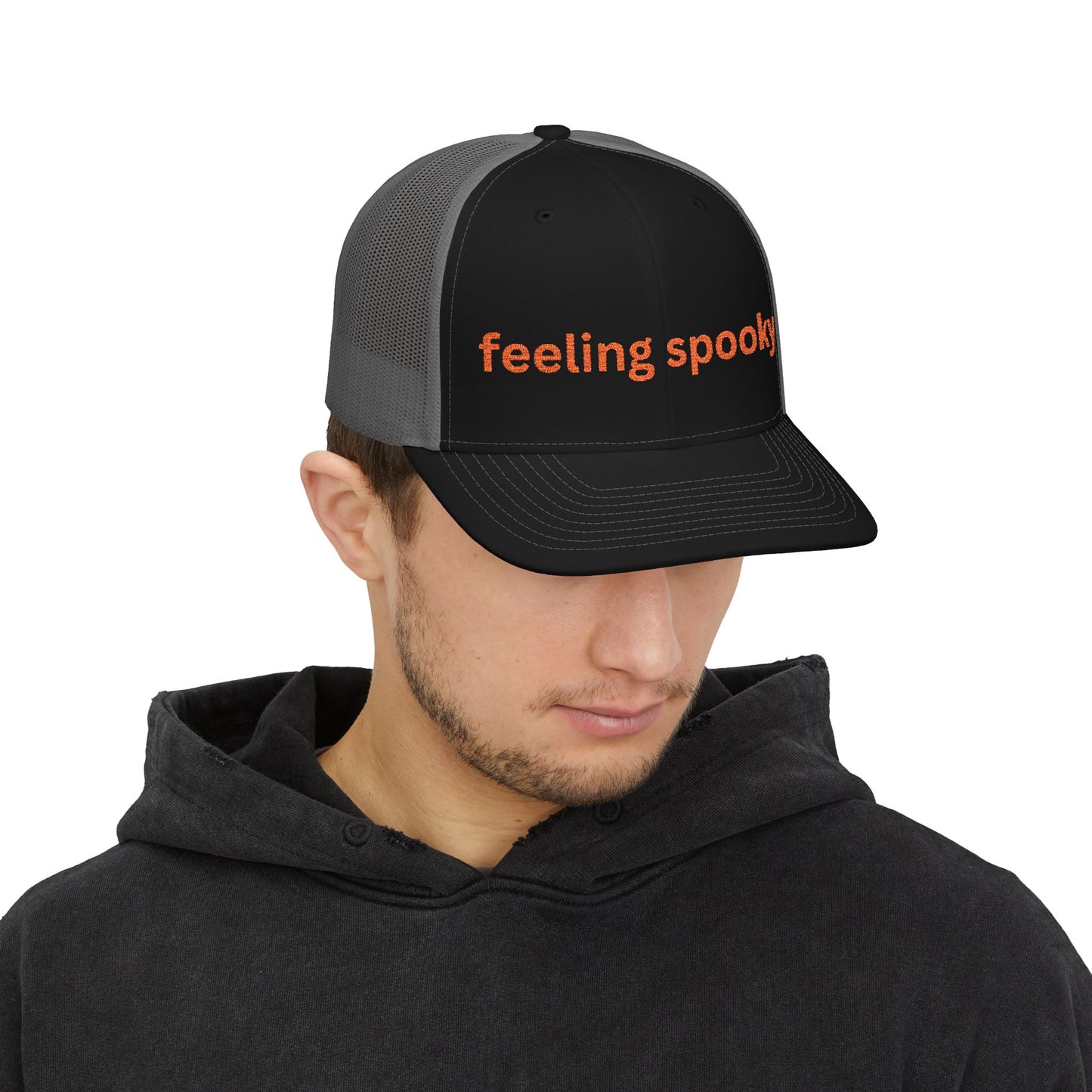 HALLOWEEN SPOOKY EMBROIDERED Snapback Trucker Cap, Fun Accessories, Unisex Headwear