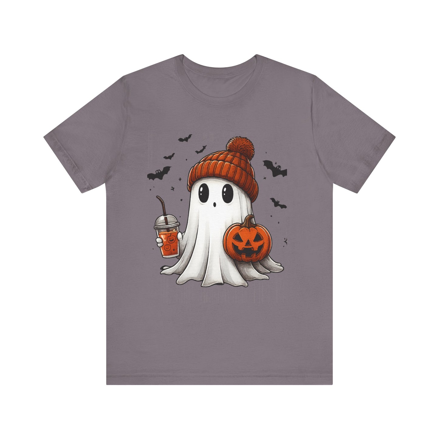 HALLOWEEN GHOST WITH A DRINK Unisex Jersey Short Sleeve Tee