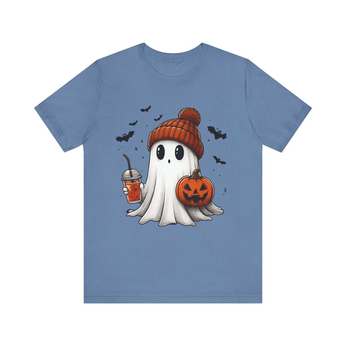 HALLOWEEN GHOST WITH A DRINK Unisex Jersey Short Sleeve Tee