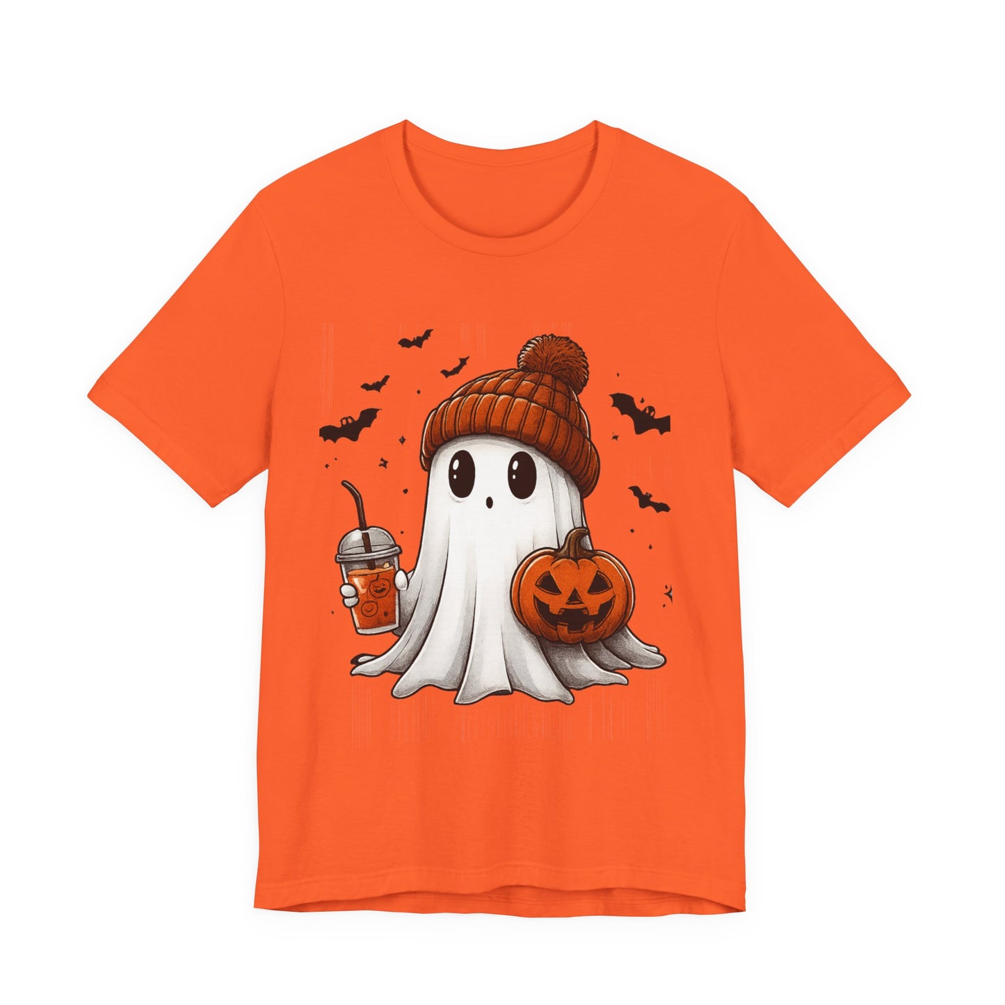 HALLOWEEN GHOST WITH A DRINK Unisex Jersey Short Sleeve Tee