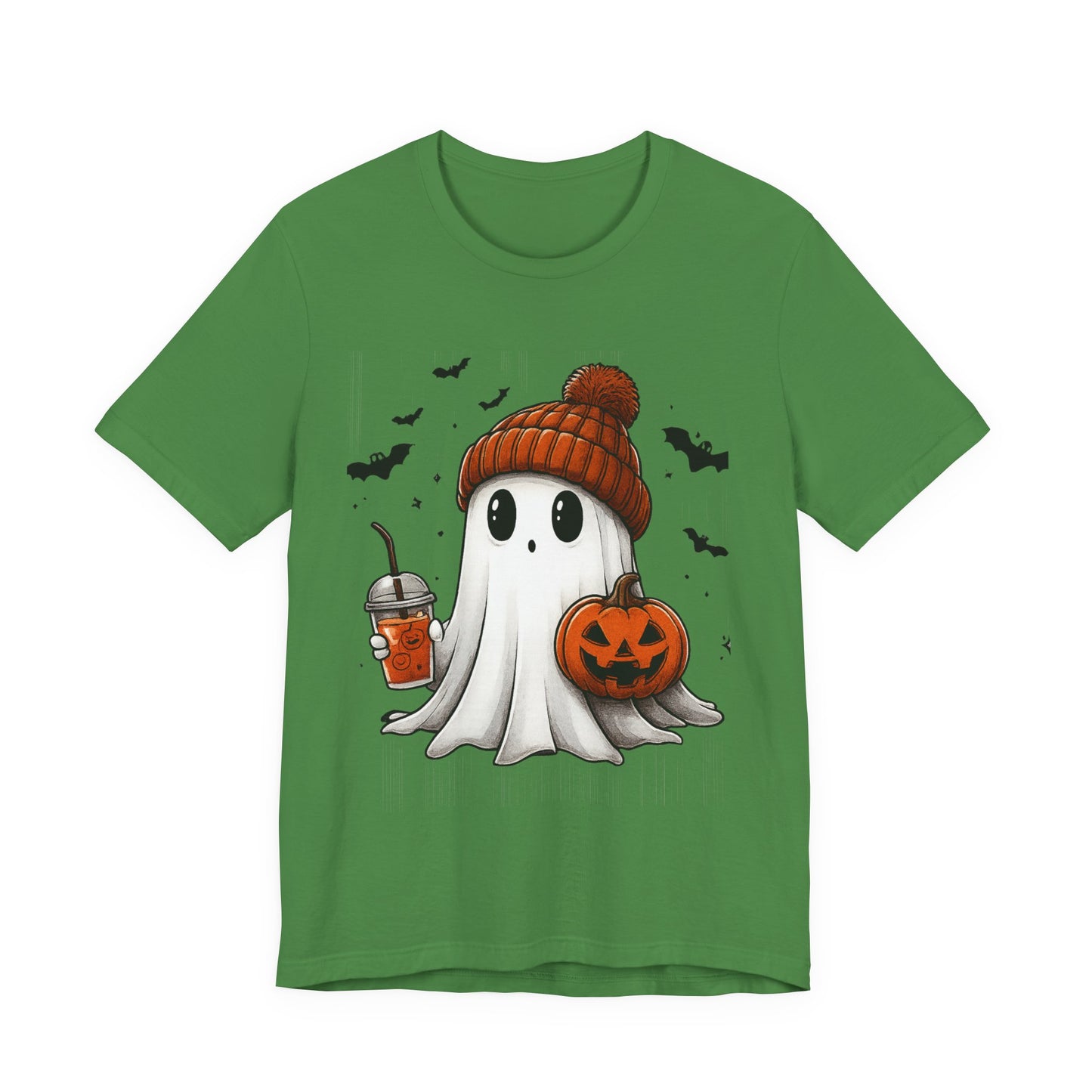 HALLOWEEN GHOST WITH A DRINK Unisex Jersey Short Sleeve Tee