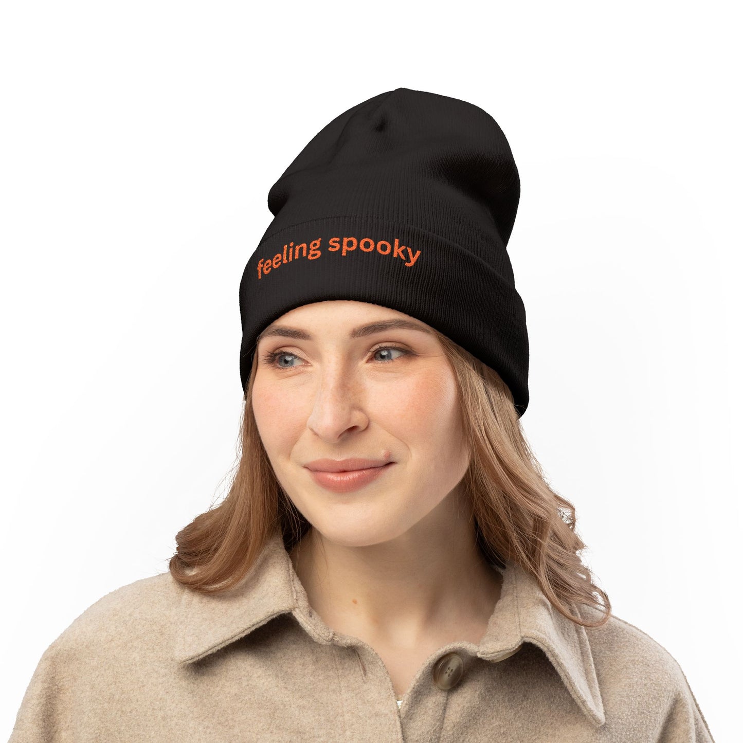 HALLOWEEN AUTUM EMBROIDERED, KNIT BEANIE Cozy Winter Hat, Halloween Accessory, Casual Fashion, Gift for Her