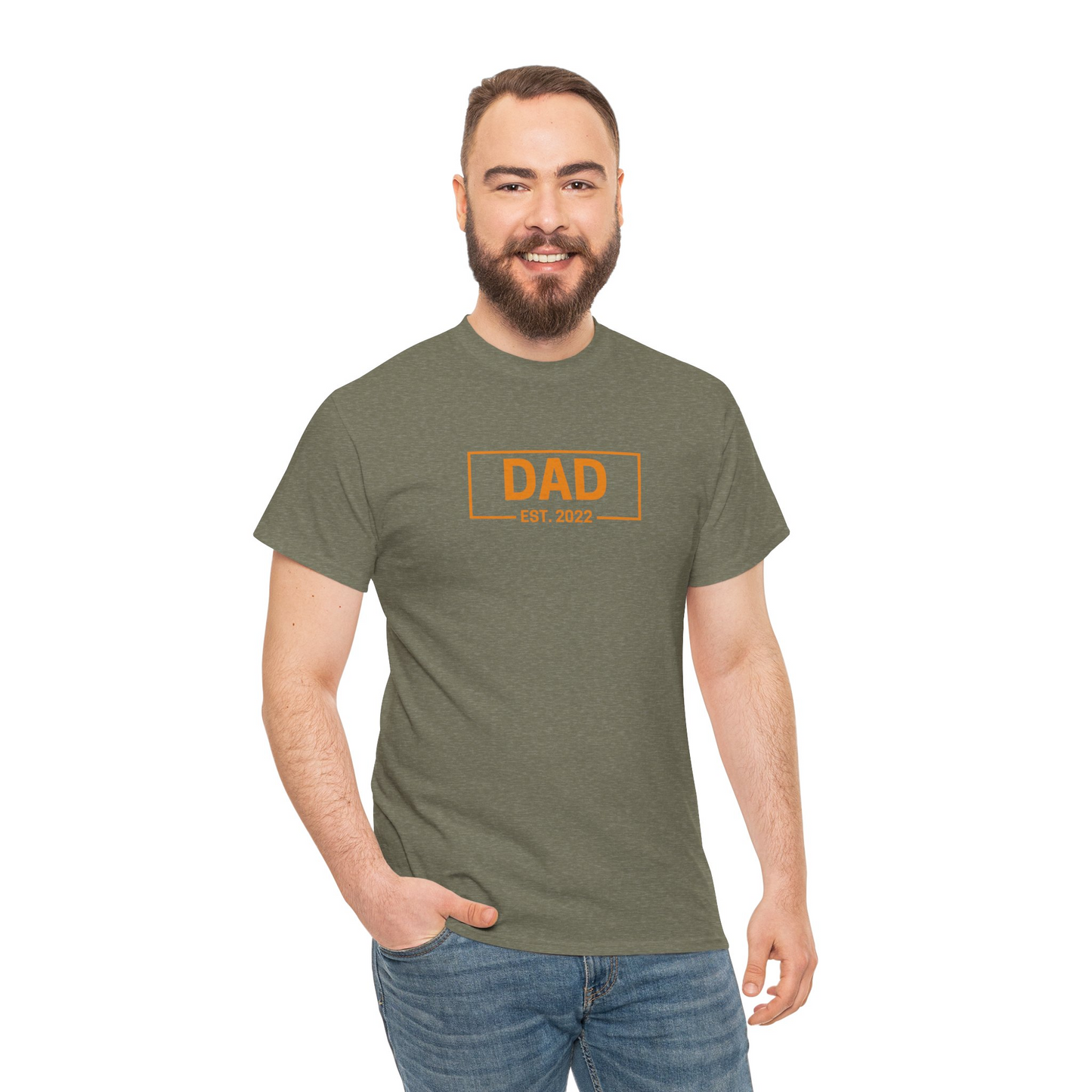 Dad EST YEAR - Unisex Heavy Cotton Tee