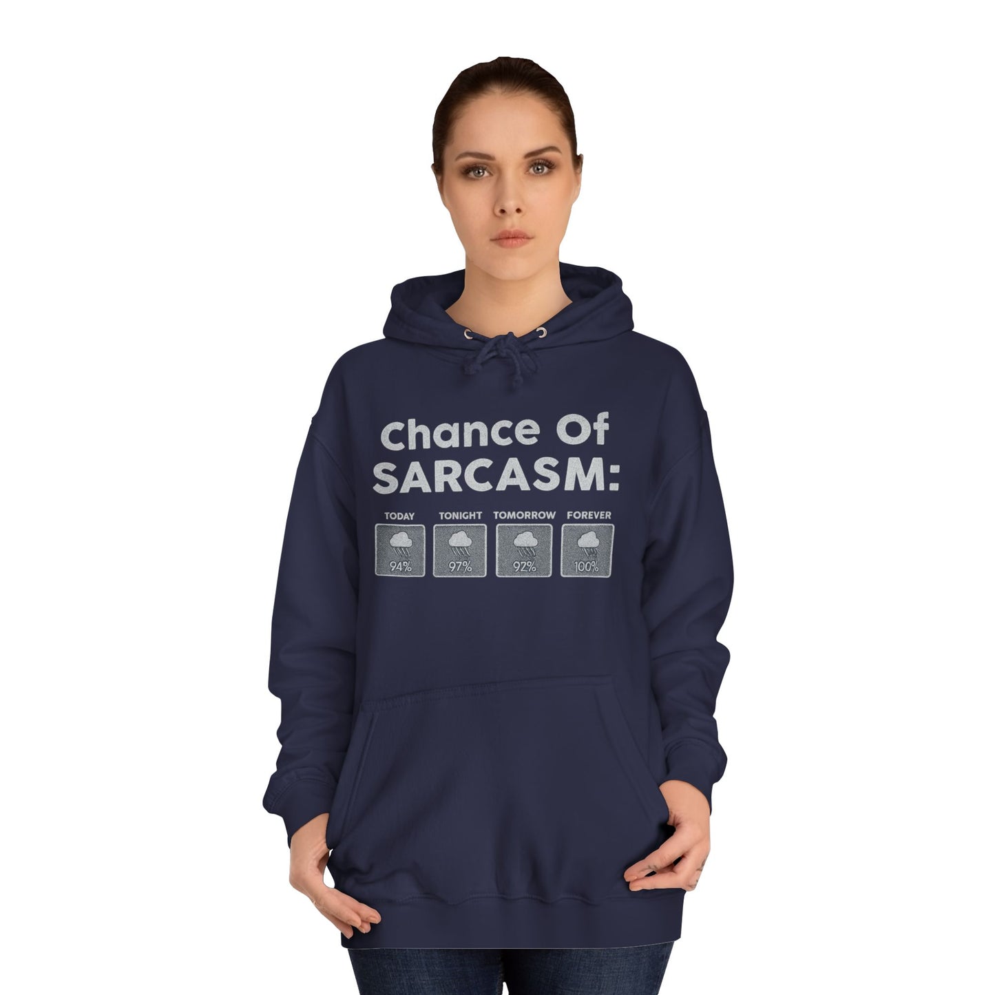 CHANCE OF SARCASM HOODIE Unisex College Hoodie, Funny Hoodie, Gift for Students, Casual Wear, Sarcastic Apparel, College Life Hoodie