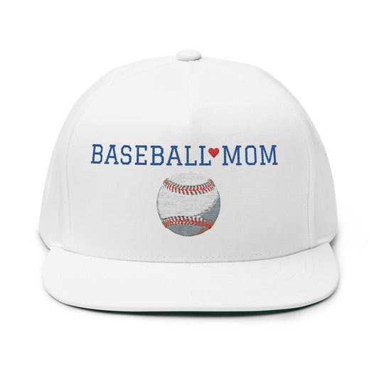 Embroidered Baseball Mom Flat Bill Cap