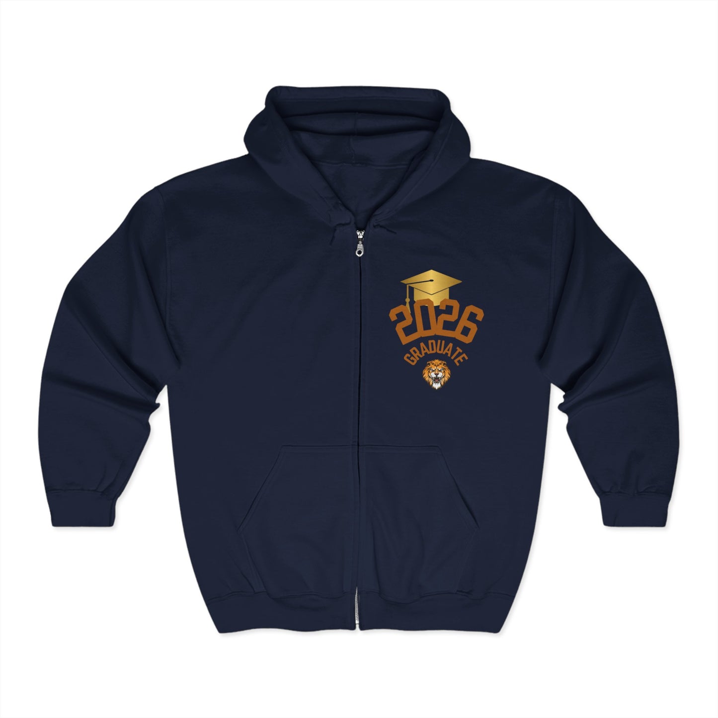 2026 FEARLESS HOODIE SWEATSHIRT, Unisex Hoodie, Graduation Gift, Comfy Zip-Up, Lion Design
