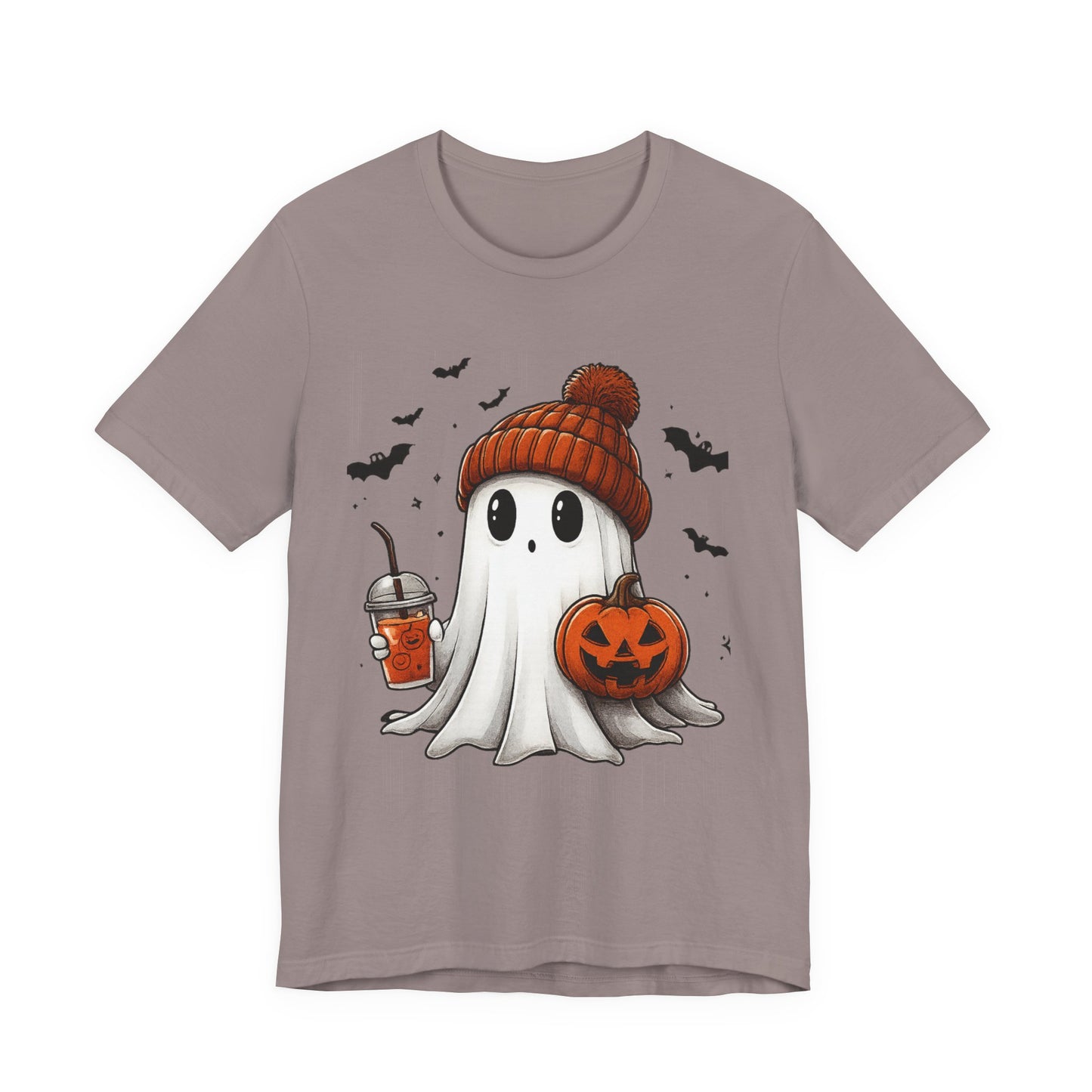 HALLOWEEN GHOST WITH A DRINK Unisex Jersey Short Sleeve Tee