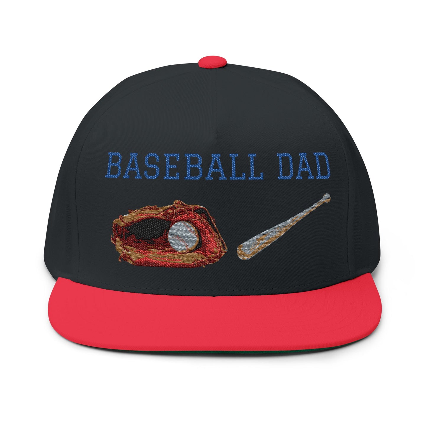 Baseball Dad Flat Bill Cap - Embroidered Cap for Sports Lovers